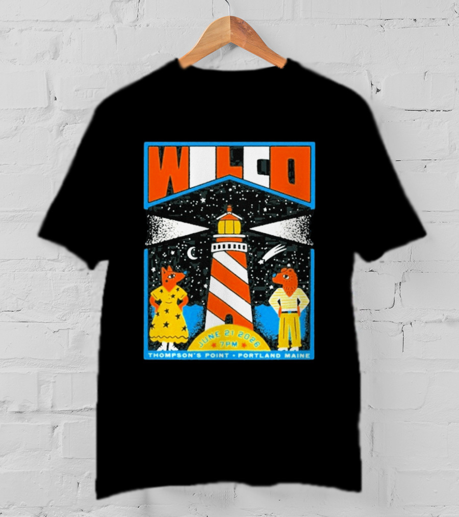 Wilco June 21 2026 Thompson's Point Portland Maine Lighthouse Concert Tour T-Shirt