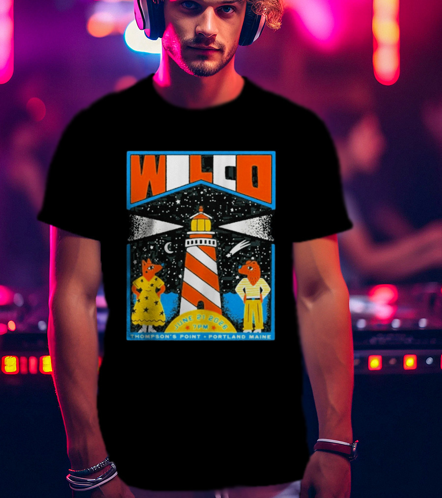 Wilco June 21 2026 Thompson's Point Portland Maine Lighthouse Concert Tour T-Shirt