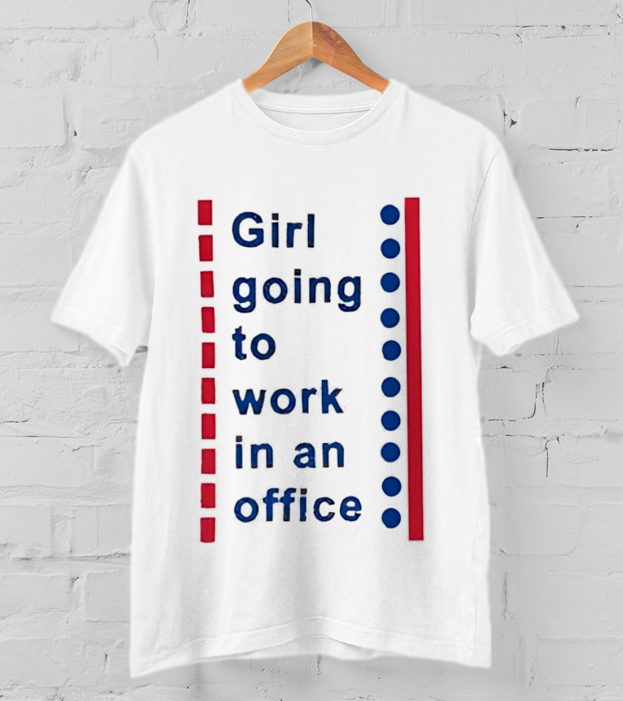 Girl Going To Work In An Office Text With Red And Blue Lines And Dots T-Shirt