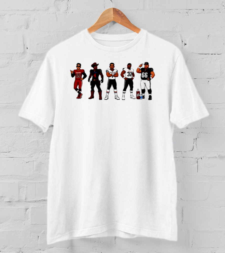 Houston Texans Football Players In 8 Bit Style Gaming T-Shirt