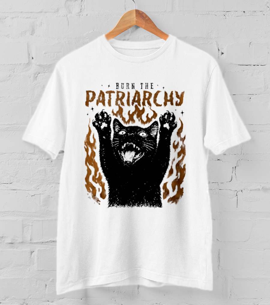 Burn The Patriarchy Feminism Cat Empowerment T-Shirt