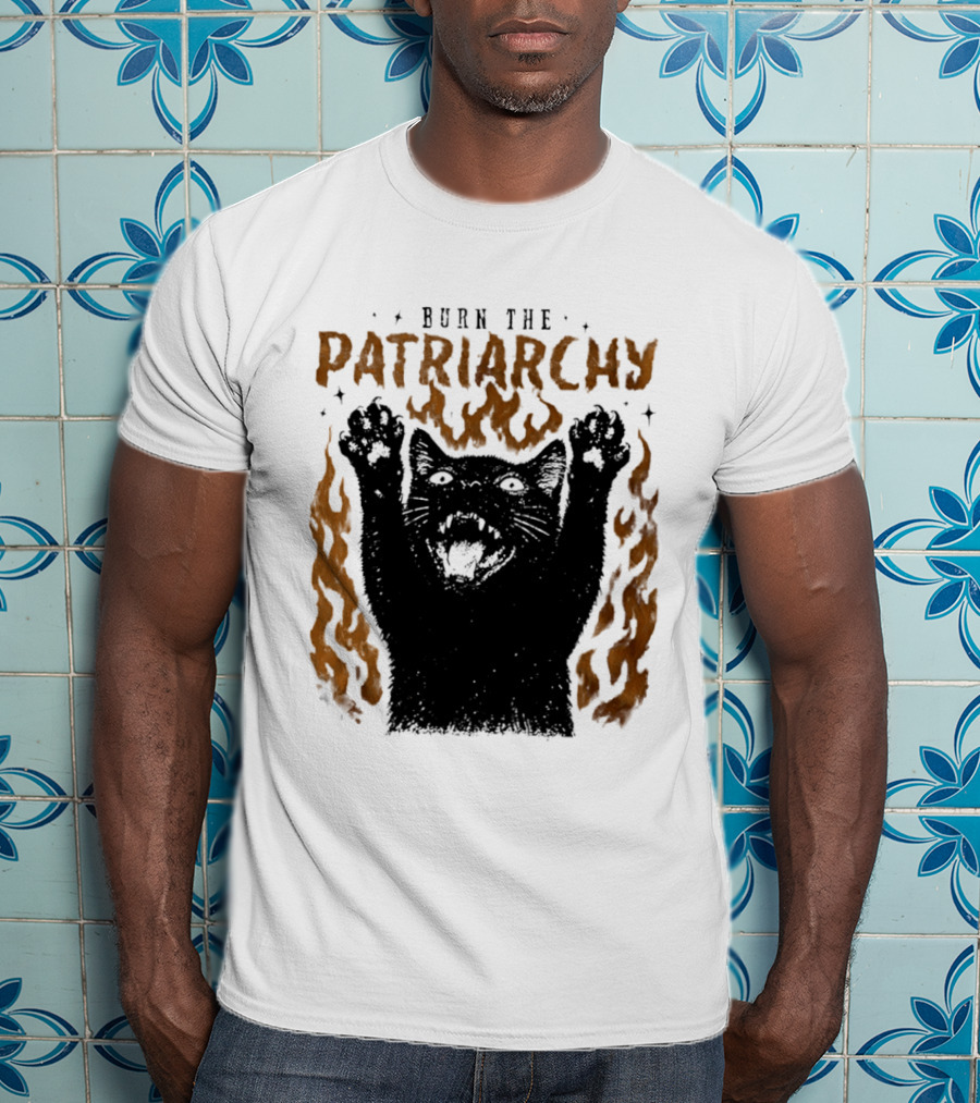 Burn The Patriarchy Feminism Cat Empowerment T-Shirt