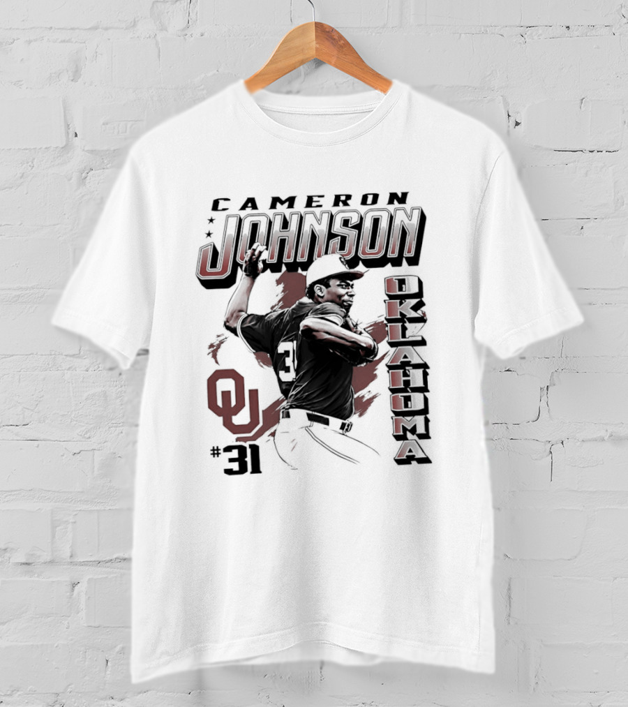 Cameron Johnson 31 Oklahoma Sooners Pitcher OU Baseball T-Shirt