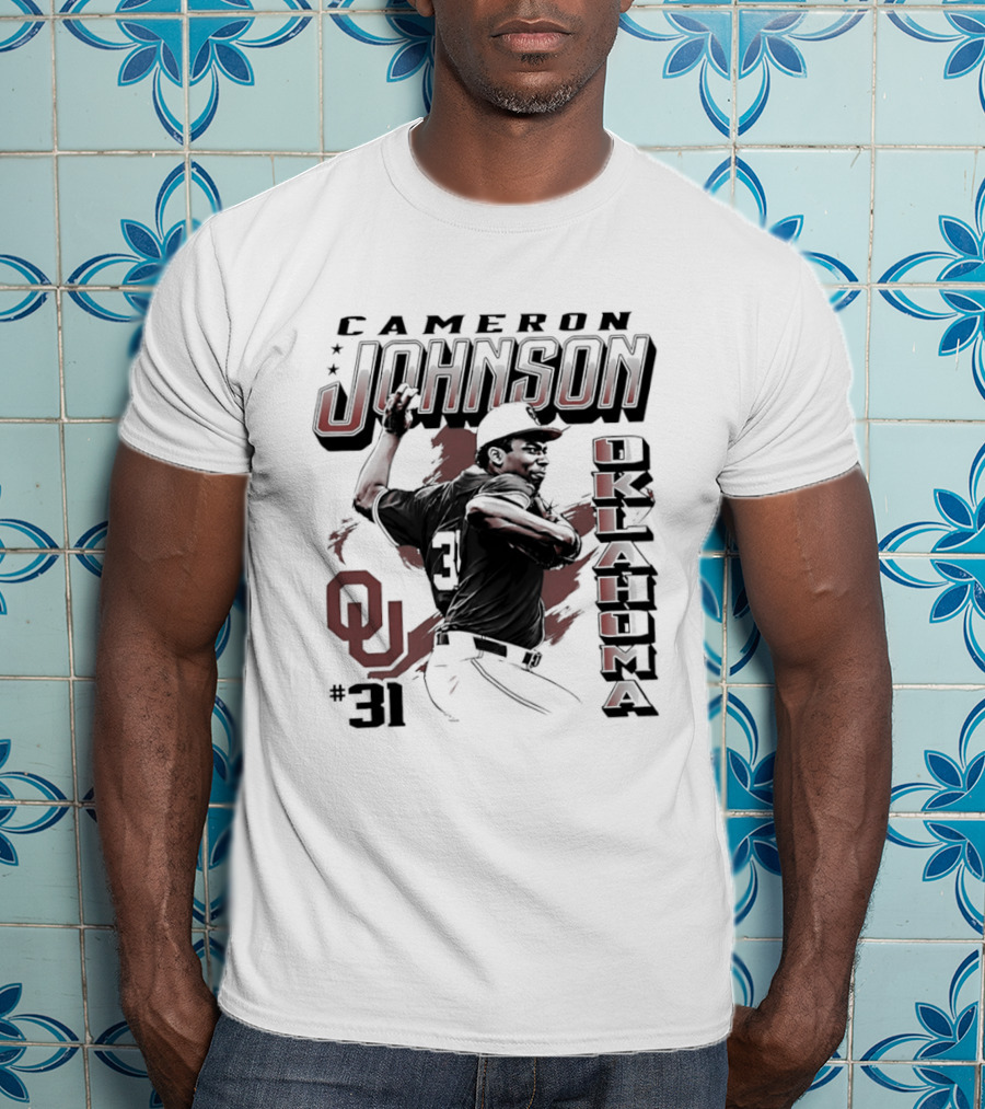 Cameron Johnson 31 Oklahoma Sooners Pitcher OU Baseball T-Shirt