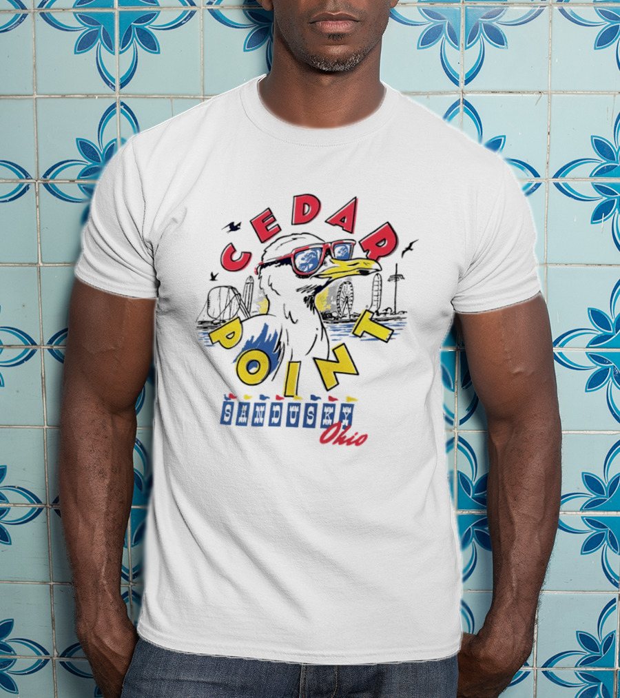 Cedar Point Seagull Sunglasses Sandusky Ohio Retro Amusement Park Vibes T-Shirt