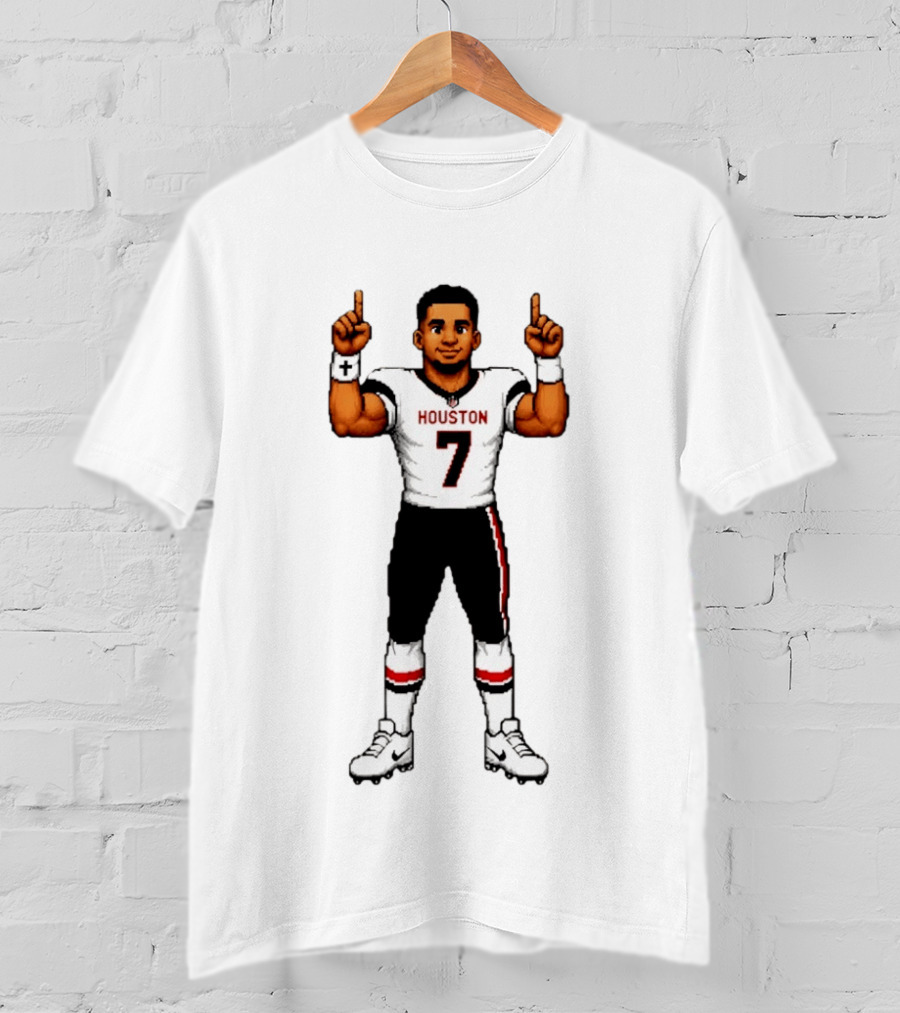CJ Stroud Houston Texans The Field General 8 Bit Games Houston 7 T-Shirt