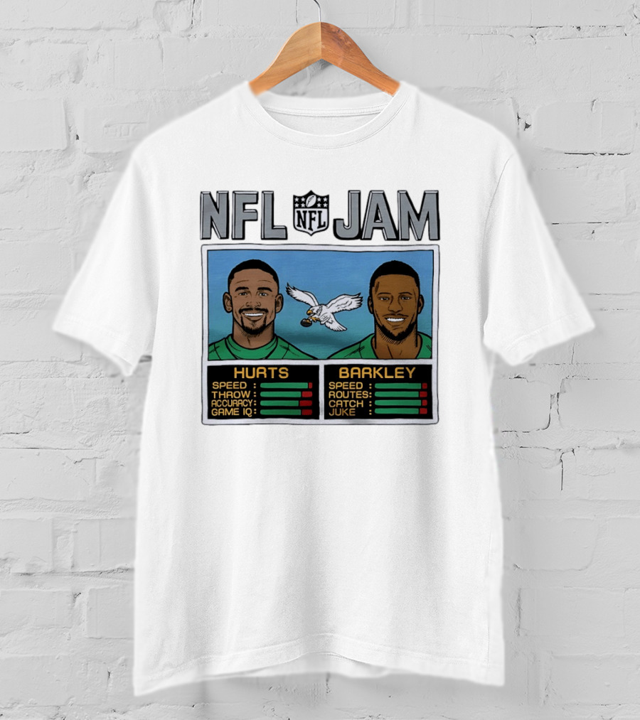 NFL Jam Jalen Hurts Saquon Barkley Philadelphia Eagles Video Game T-Shirt