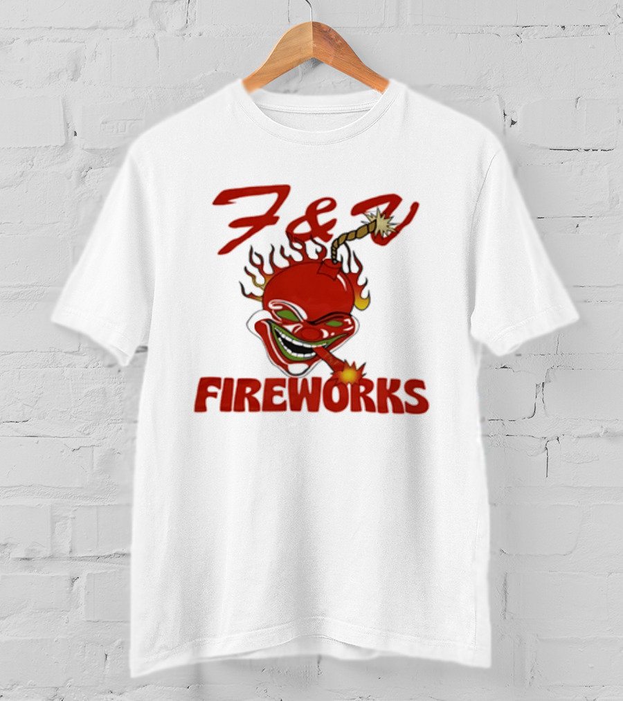 F And V Fireworks Explosive Red Joker Face With Lit Fuse T-Shirt
