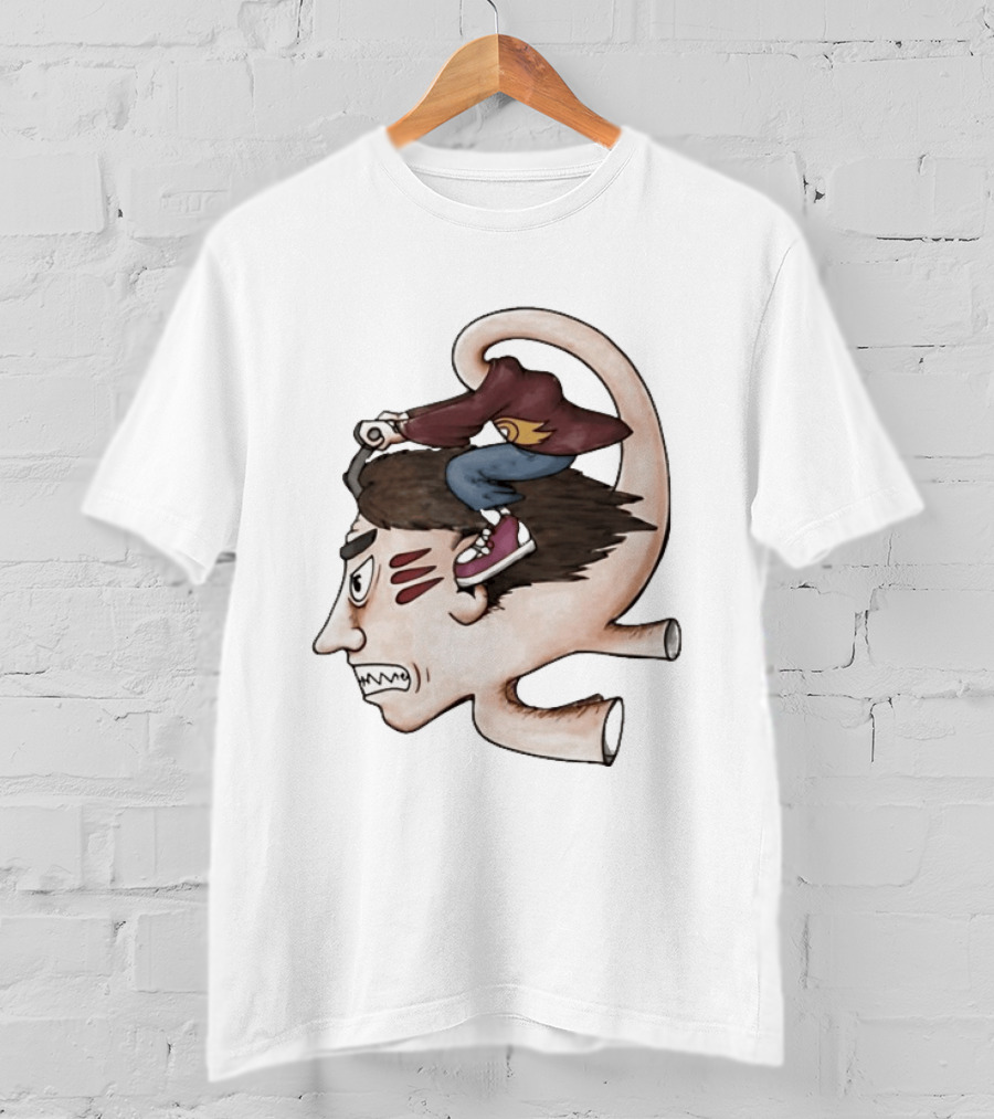 Man Riding His Own Head Retro Surreal Art Rider T-Shirt