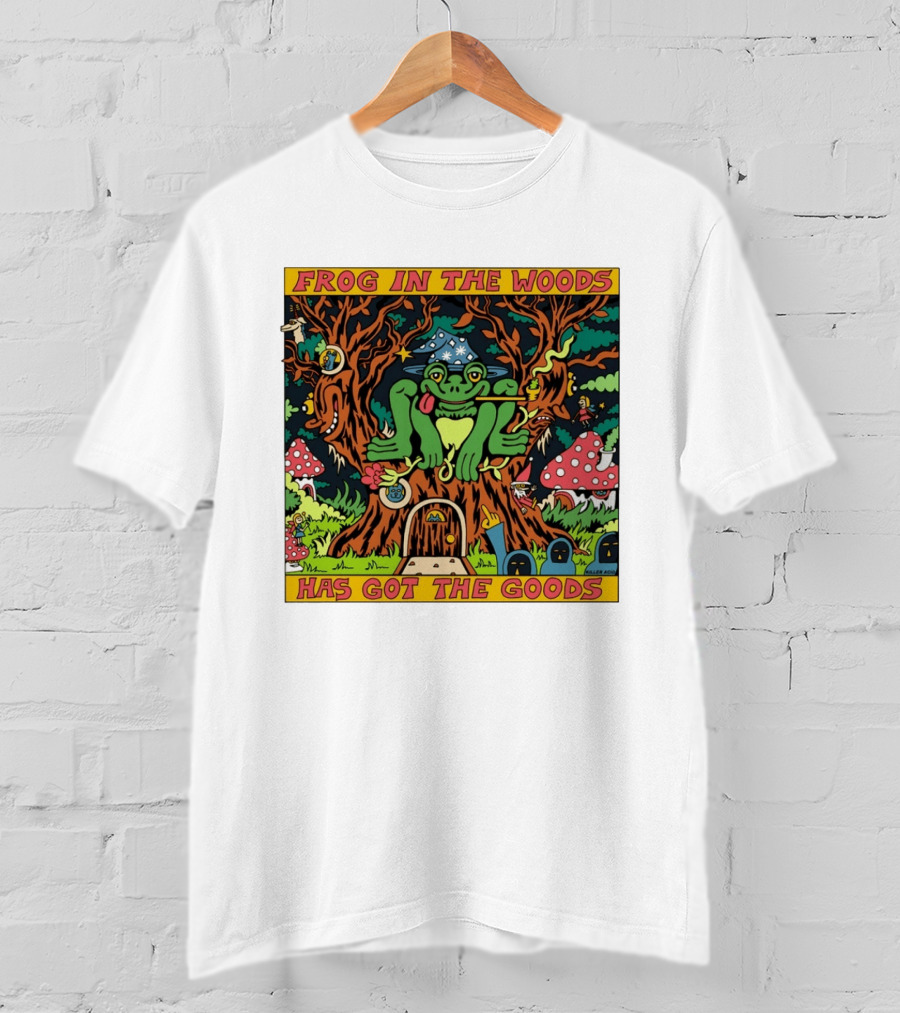Frog In The Woods Has Got The Goods Killer Acid Psychedelic Forest Scene T-Shirt