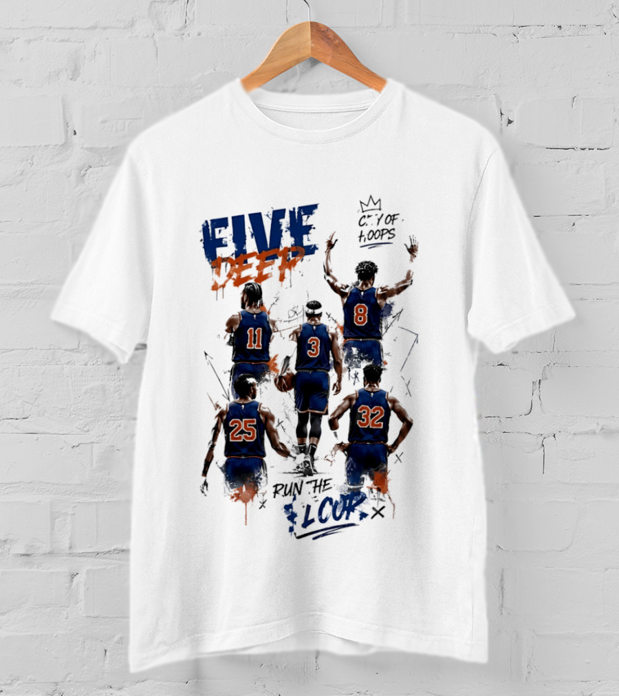 New York Knicks Five Deep City Of Hoops Run The Floor T-Shirt
