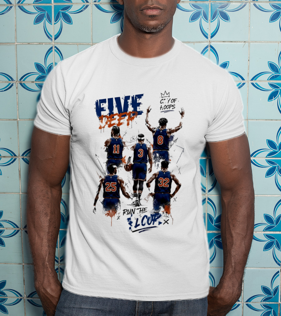 New York Knicks Five Deep City Of Hoops Run The Floor T-Shirt
