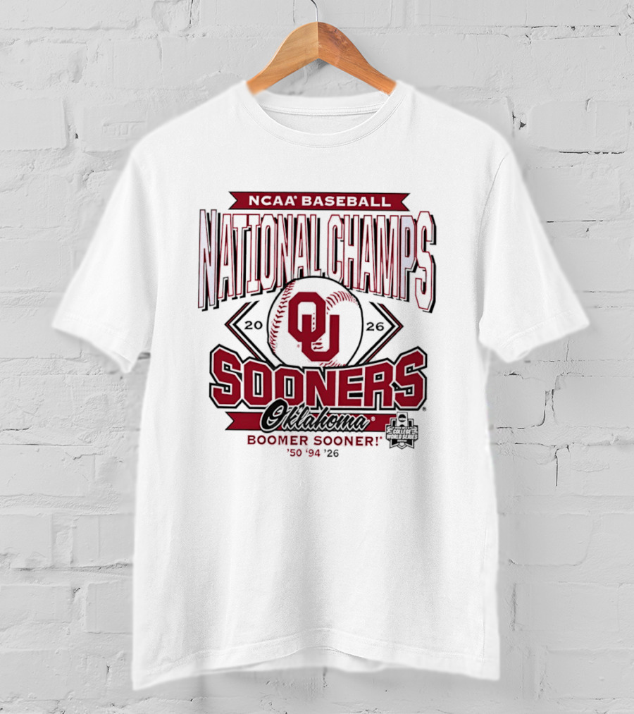 NCAA Baseball National Champs Oklahoma Sooners 2026 Boomer Sooner T-Shirt