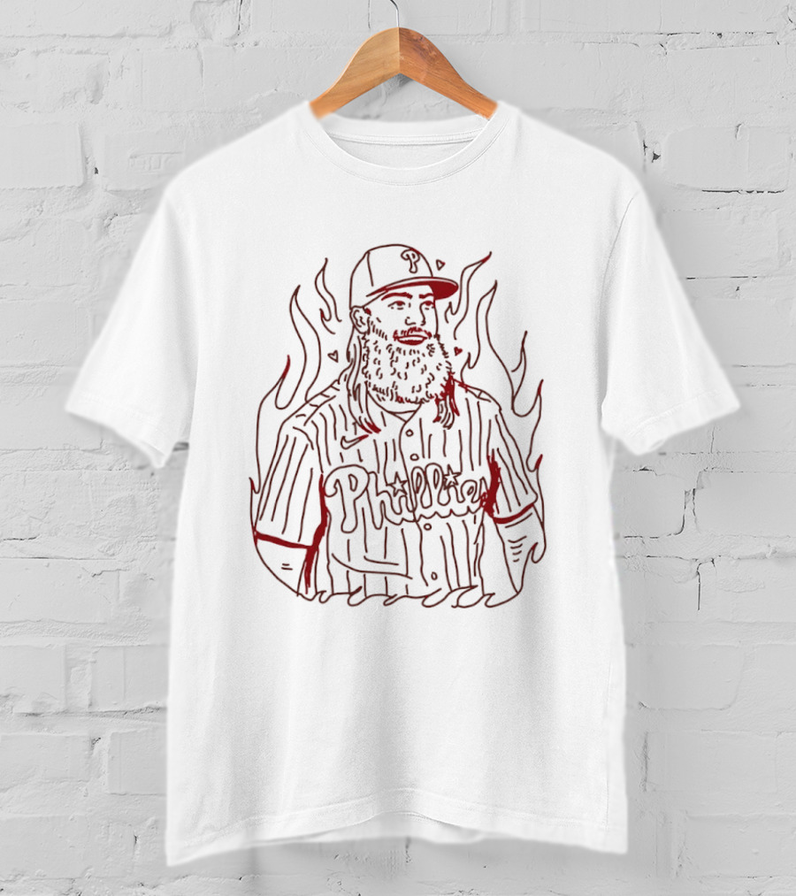 Philadelphia Phillies Brandon Marsh Fiery Sketch T-Shirt