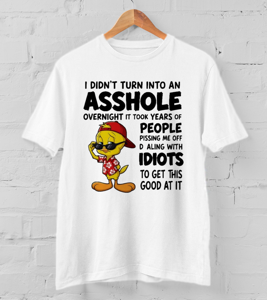Tweety Bird I Didn't Turn Into An Asshole Overnight It Took Years Of People Pissing Me Off Dealing With Idiots T-Shirt