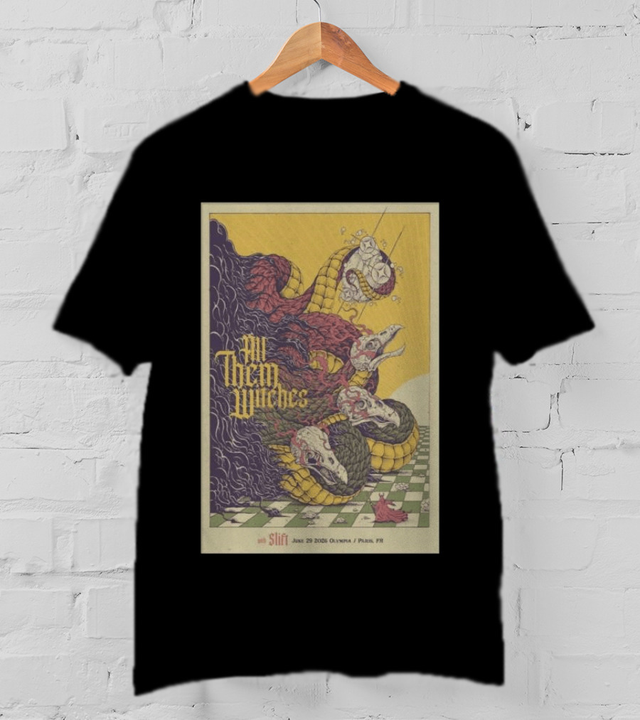 All Them Witches Slift June 29 2026 Olympia Paris FR Serpent Creature Checkerboard T-Shirt