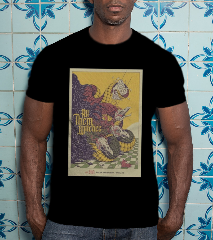 All Them Witches Slift June 29 2026 Olympia Paris FR Serpent Creature Checkerboard T-Shirt