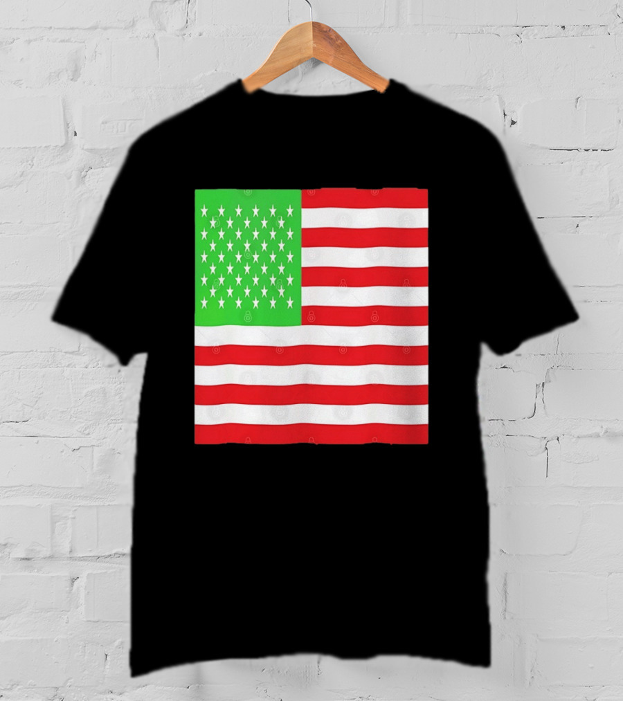 American Flag Green And Red Color Variant Stars And Stripes T-Shirt