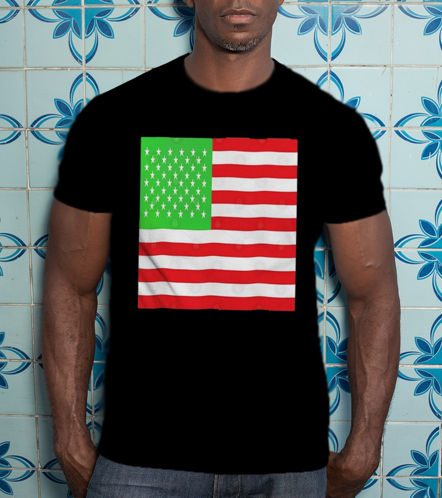 American Flag Green And Red Color Variant Stars And Stripes T-Shirt