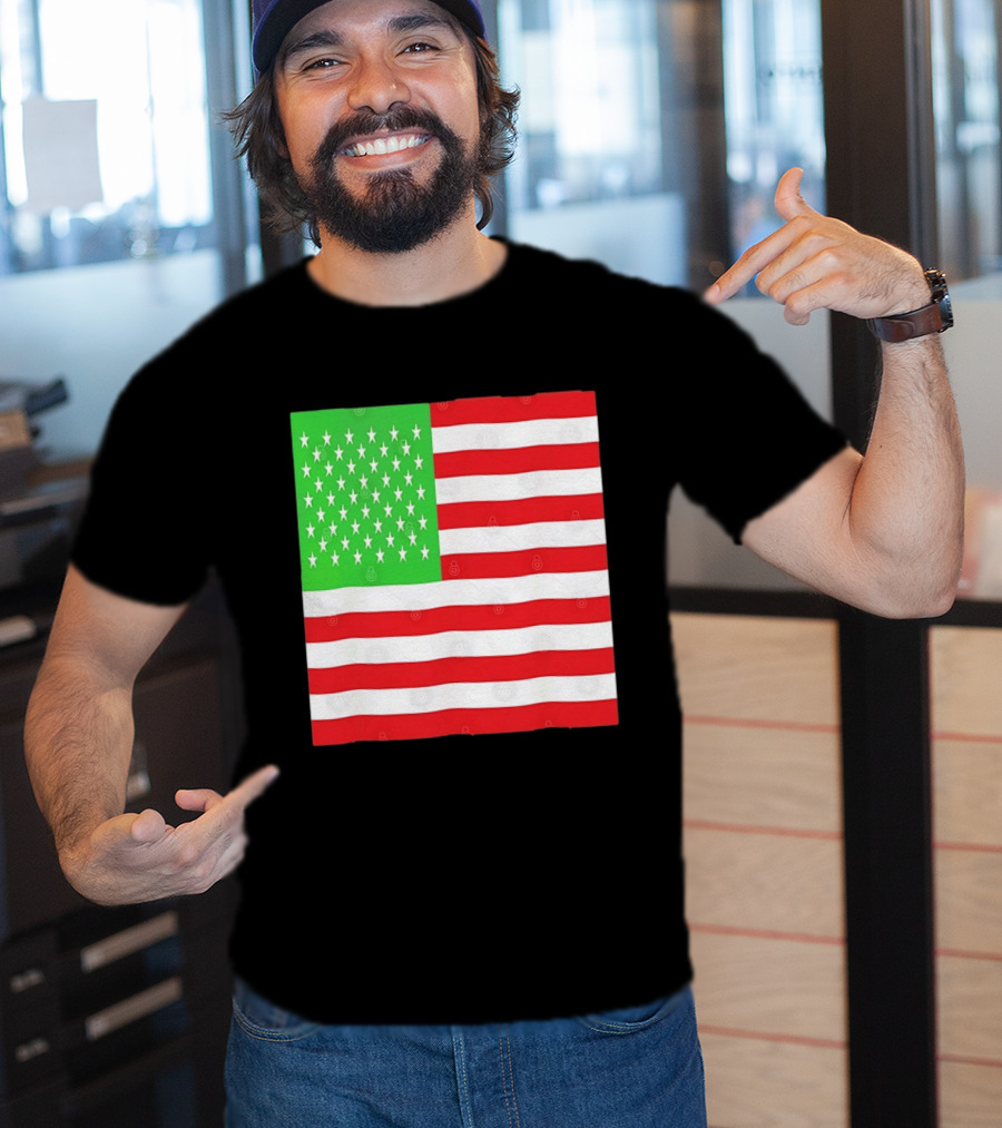American Flag Green And Red Color Variant Stars And Stripes T-Shirt