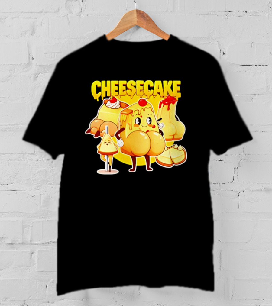 Cheesecake Delicious Cartoon Characters With Cherry And Whipped Cream T-Shirt