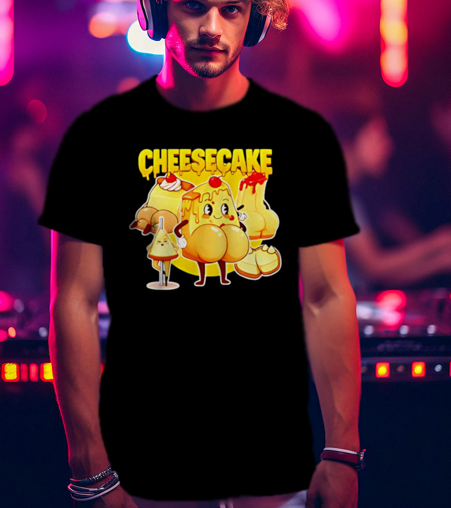 Cheesecake Delicious Cartoon Characters With Cherry And Whipped Cream T-Shirt