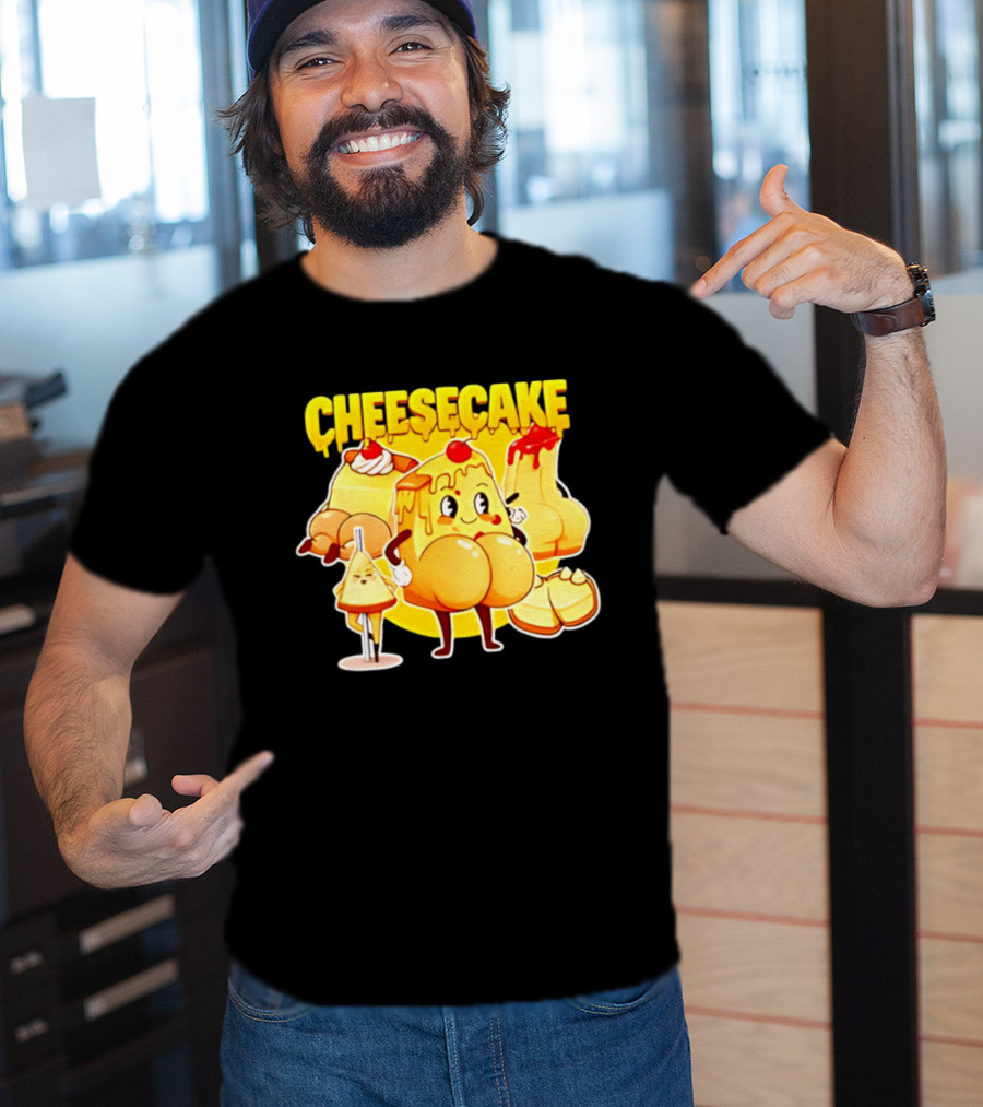 Cheesecake Delicious Cartoon Characters With Cherry And Whipped Cream T-Shirt