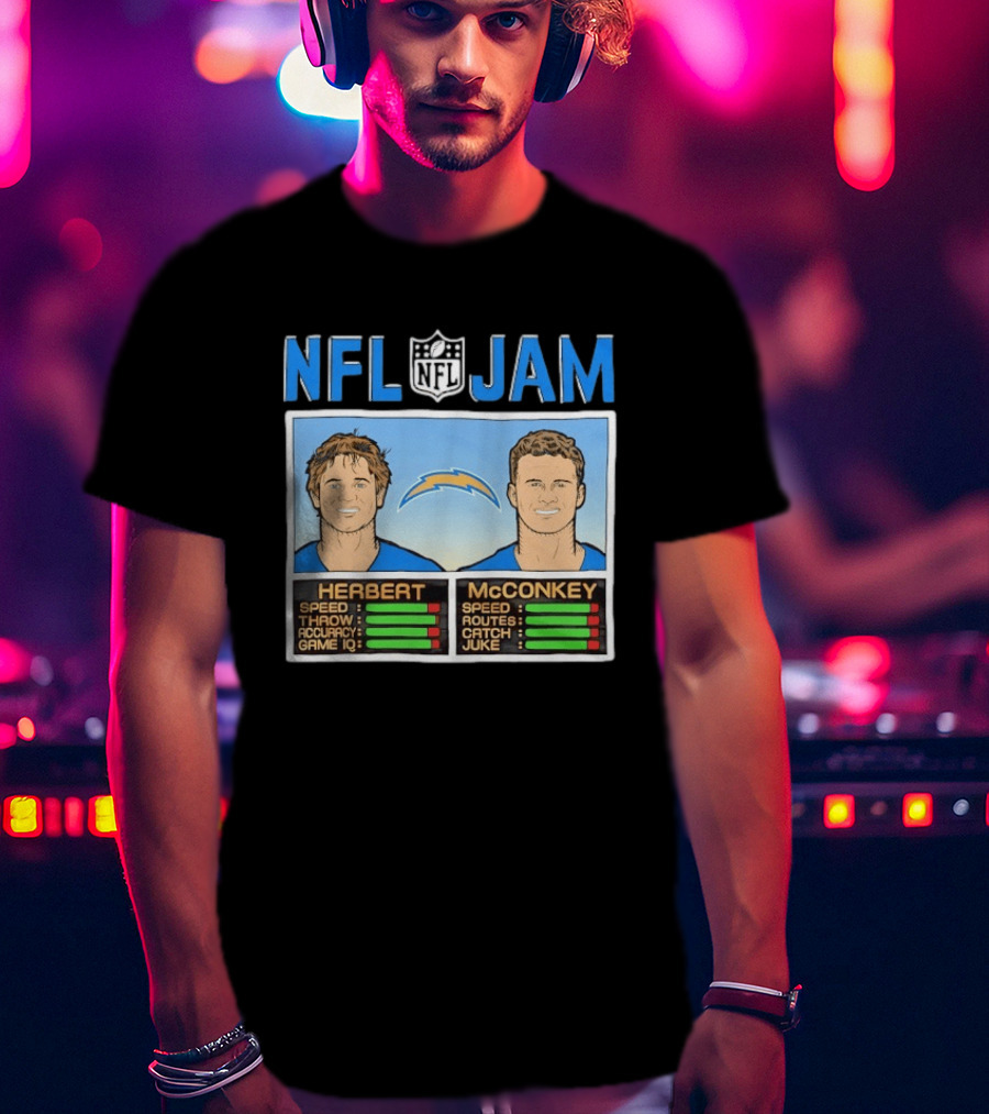 NFL Jam Herbert McConkey Los Angeles Chargers Football T-Shirt