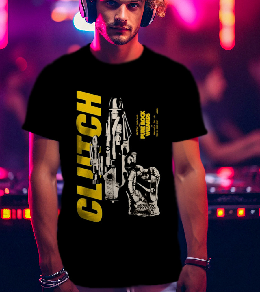 Clutch Pure Rock Wizards Tour Retro Sci Fi Mechanical Arm T-Shirt