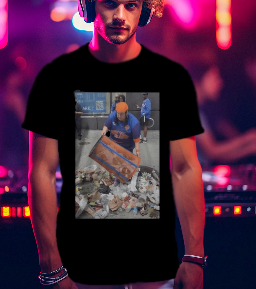 Knicks Dei Angie Trashcan Cleanup Team Fan Spirit Trash Pile T-Shirt
