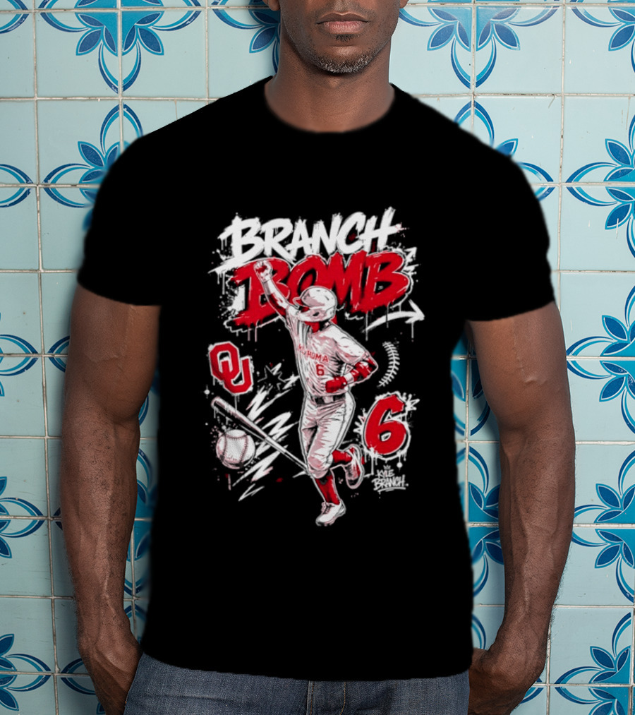 Branch Bomb Oklahoma Sooners 6 Baseball Graffiti T-Shirt
