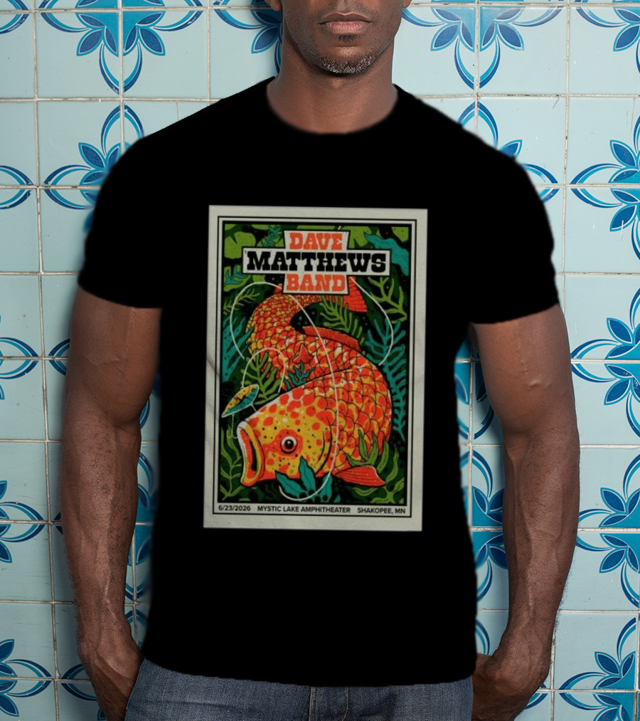 Dave Matthews Band Mystic Lake Amphitheater Shakopee MN June 23 2026 Fish And Leaf T-Shirt
