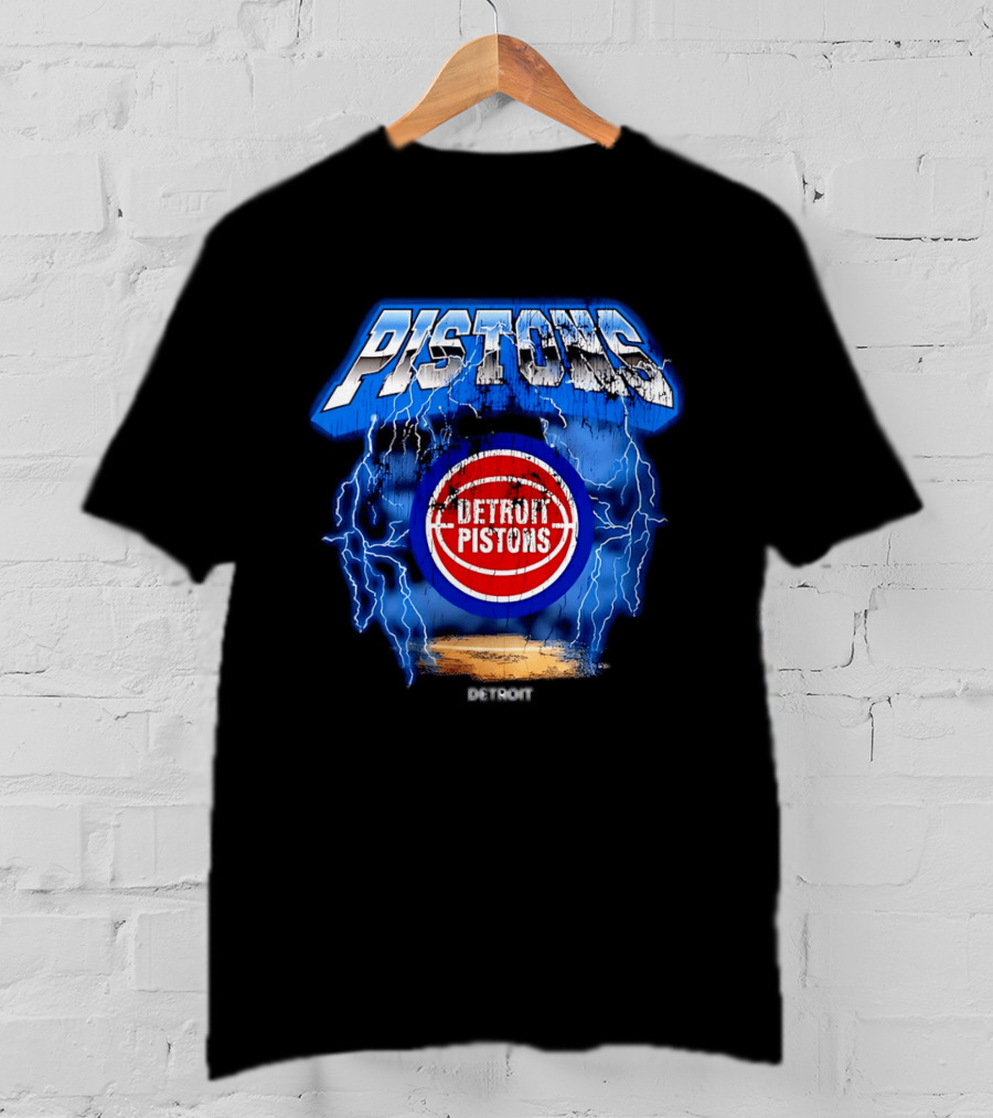Detroit Pistons Lightning Effects Blue Electric Impact T-Shirt