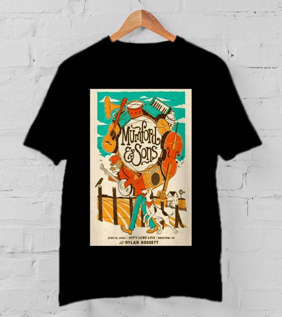 Mumford & Sons Dylan Gossett Jiffy Lube Live June 19 2026 Bristow Virginia T-Shirt