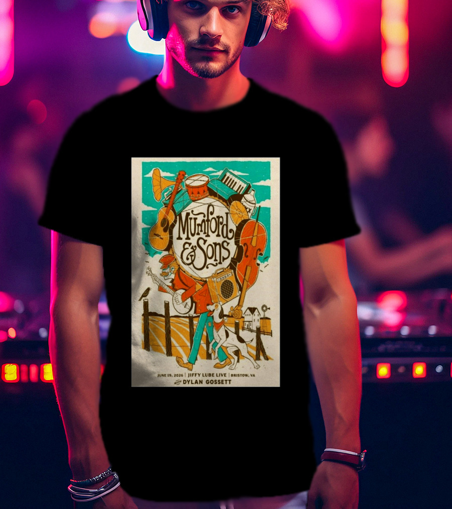 Mumford & Sons Dylan Gossett Jiffy Lube Live June 19 2026 Bristow Virginia T-Shirt