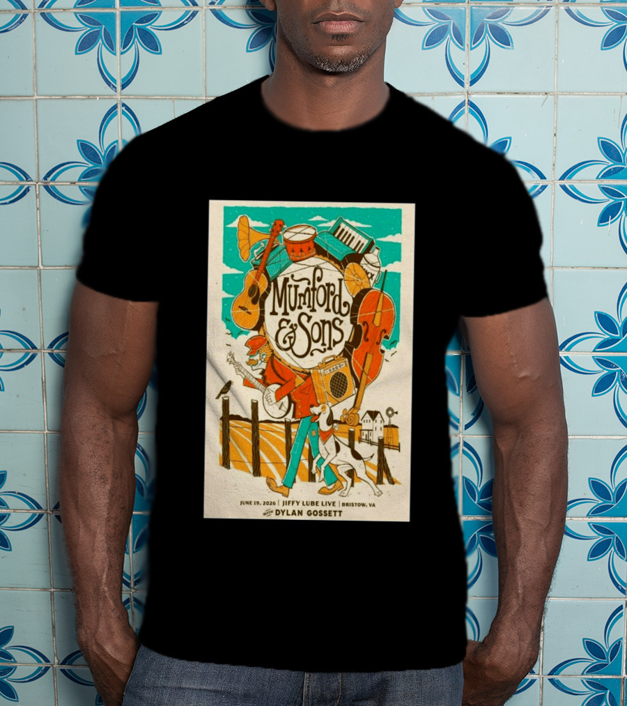 Mumford & Sons Dylan Gossett Jiffy Lube Live June 19 2026 Bristow Virginia T-Shirt