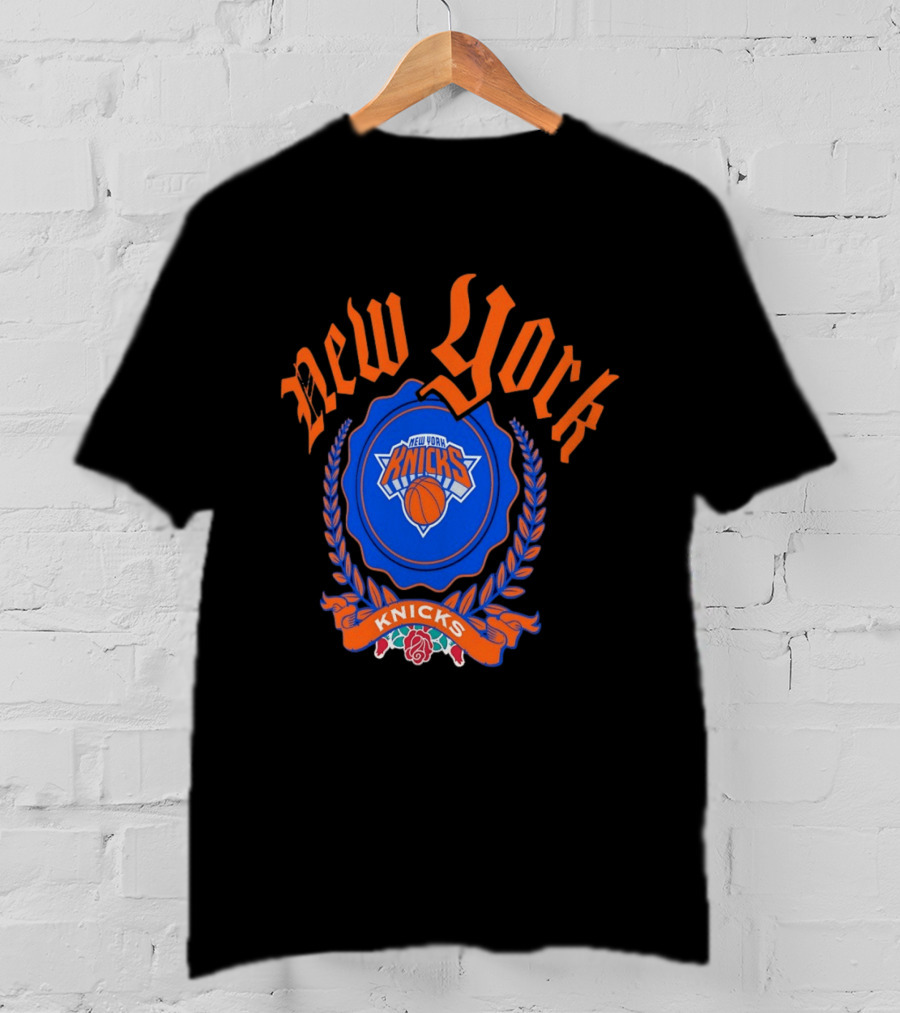 New York Knicks Crest With Rose And Blue T-Shirt