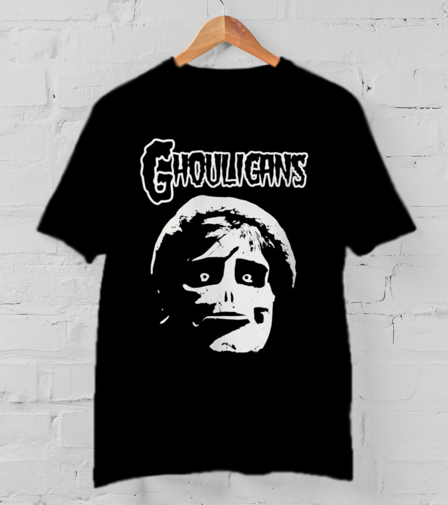 Ghouligans Classic Horror Punk Skull Face White T-Shirt