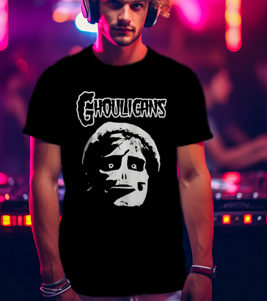 Ghouligans Classic Horror Punk Skull Face White T-Shirt