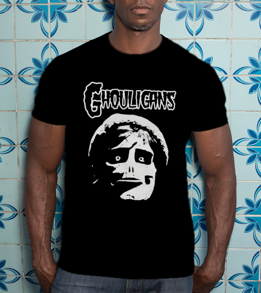 Ghouligans Classic Horror Punk Skull Face White T-Shirt