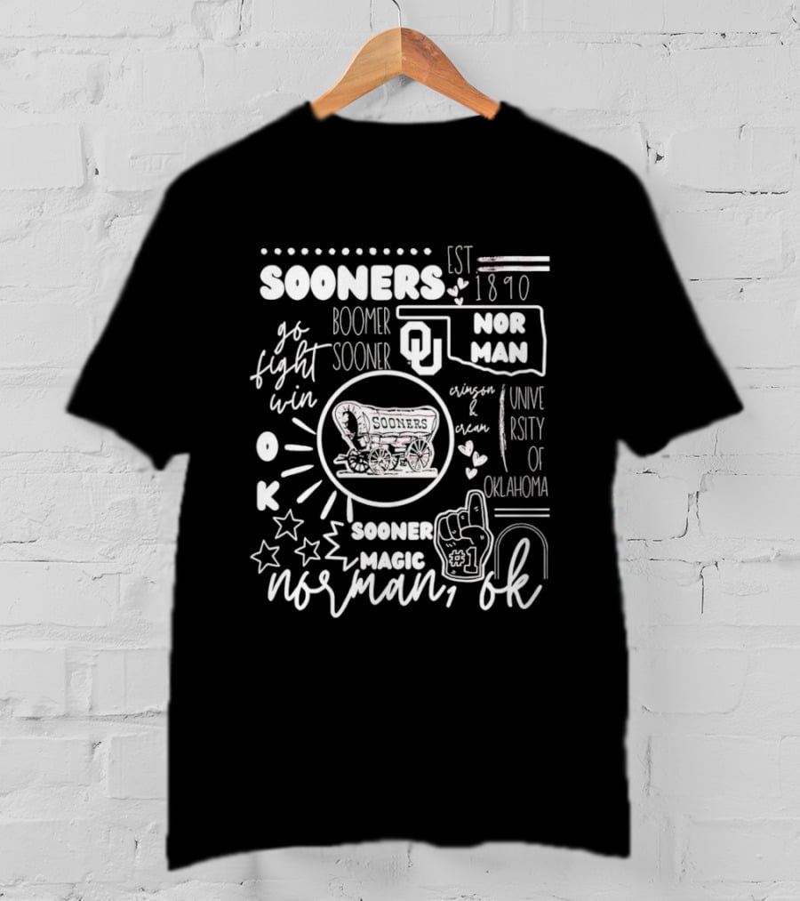 Oklahoma Sooners Boomer Wagon Norman OK EST 1890 University Of Oklahoma T-Shirt