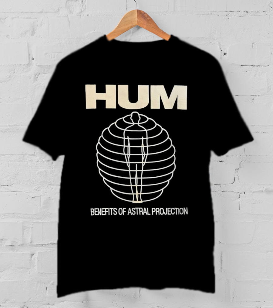 HUM Benefits Of Astral Projection Illustration With Human Figure And Concentric Circles T-Shirt