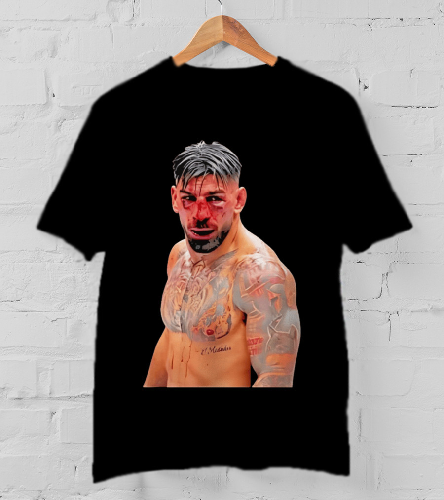 Ilia Topuria MMA Fighter Portrait Bleeding Face T-Shirt