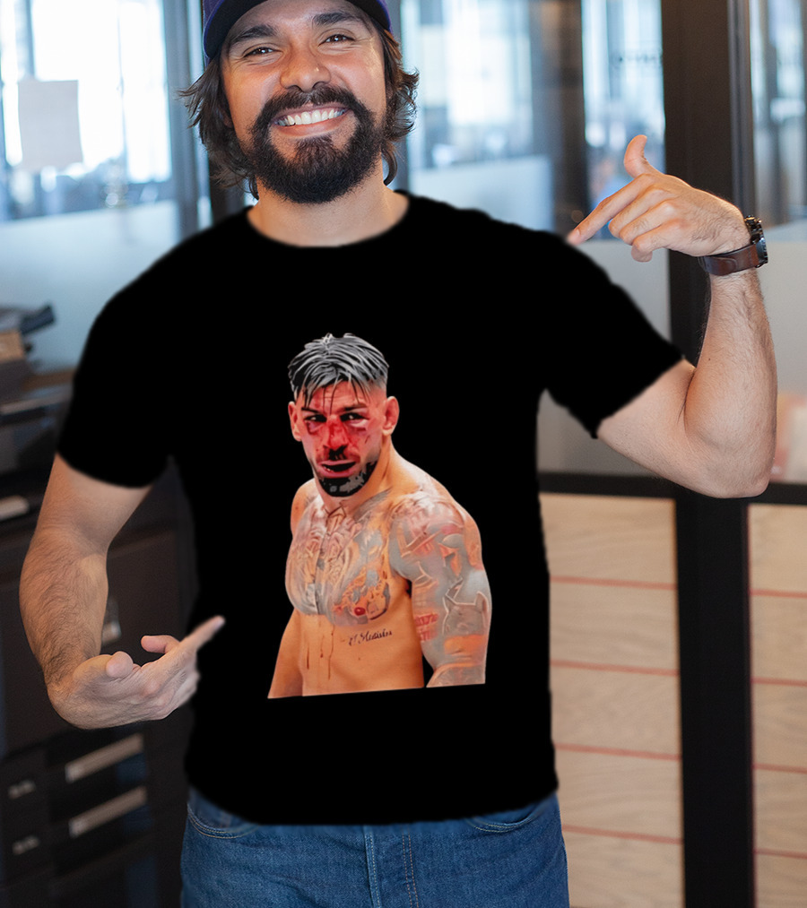 Ilia Topuria MMA Fighter Portrait Bleeding Face T-Shirt