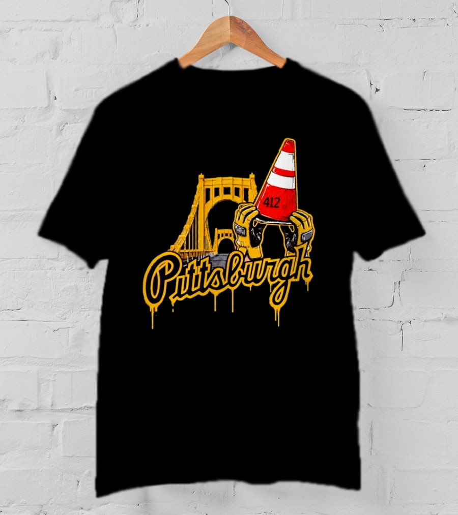 Pittsburgh 412 Construction Cone Bridge T-Shirt