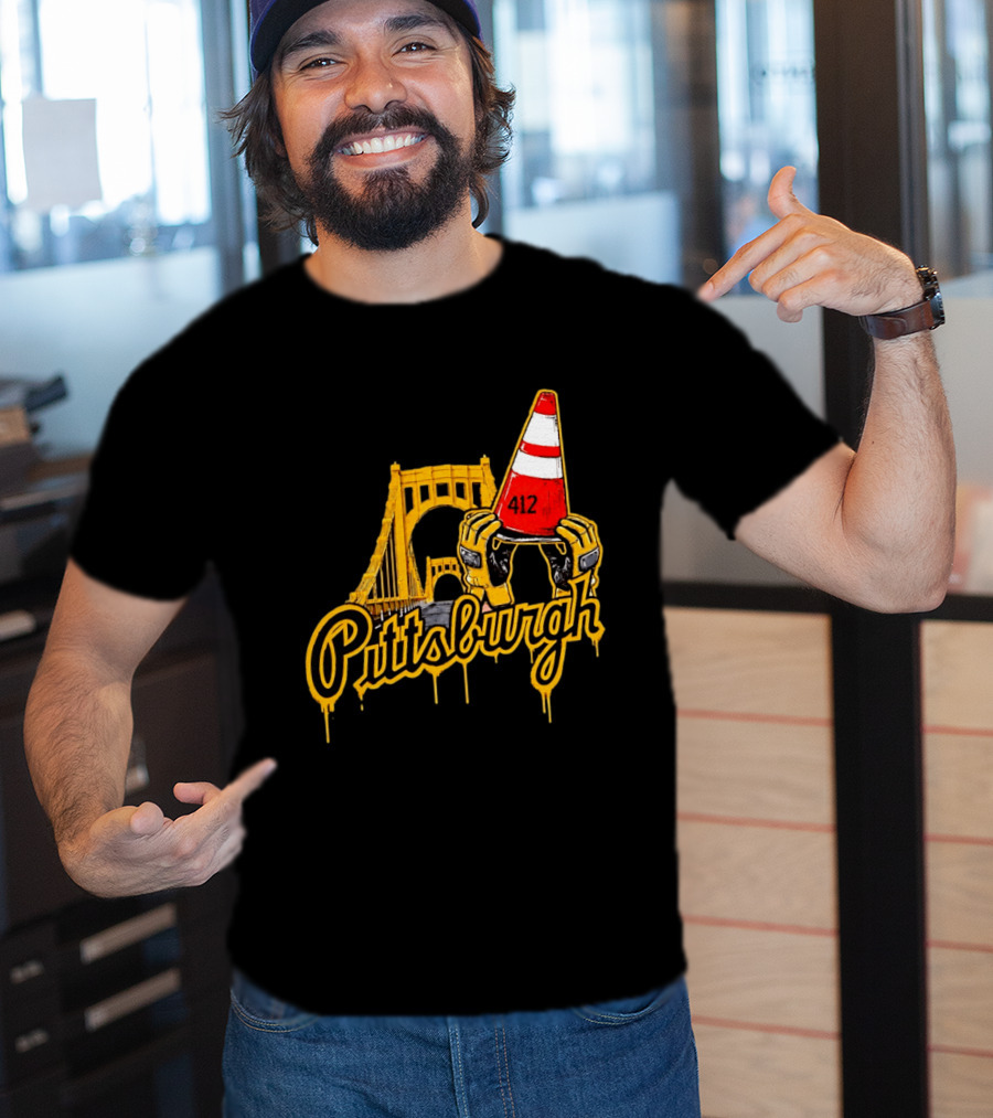 Pittsburgh 412 Construction Cone Bridge T-Shirt