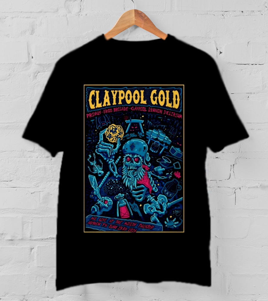 Claypool Gold Primus Frog Brigade Lennon Delirium Live Austin TX June 23 2026 T-Shirt