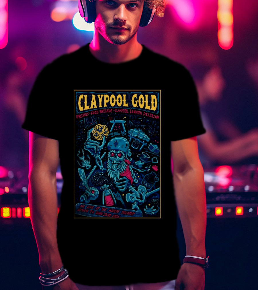 Claypool Gold Primus Frog Brigade Lennon Delirium Live Austin TX June 23 2026 T-Shirt