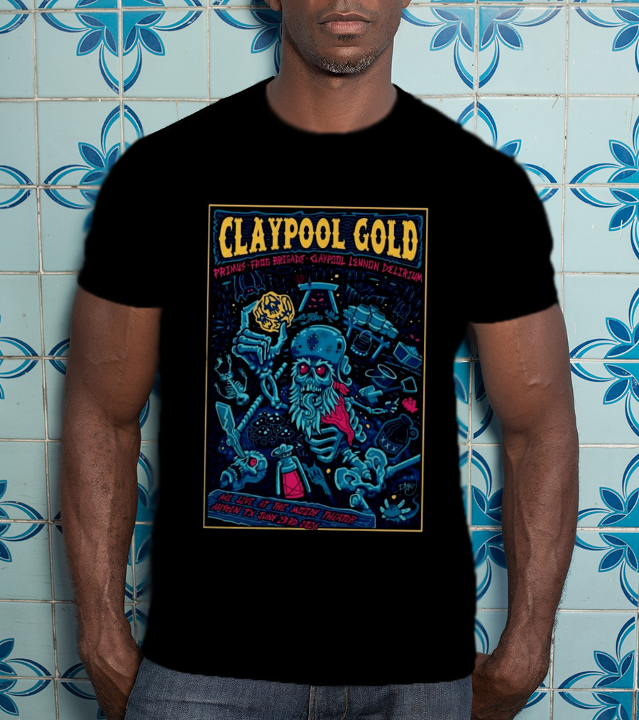 Claypool Gold Primus Frog Brigade Lennon Delirium Live Austin TX June 23 2026 T-Shirt