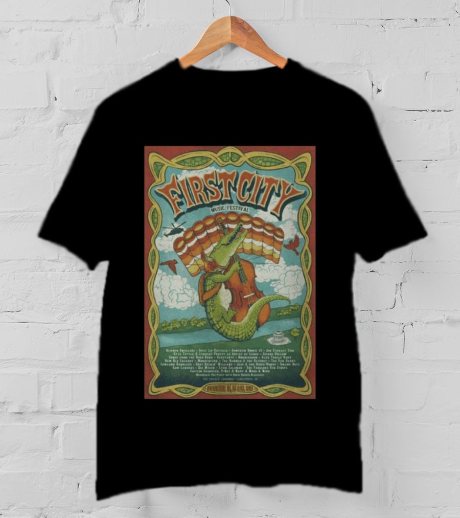 September 24th 26th 2026 First City Music Festival Vincennes IN Crocodile Playing Banjo T-Shirt